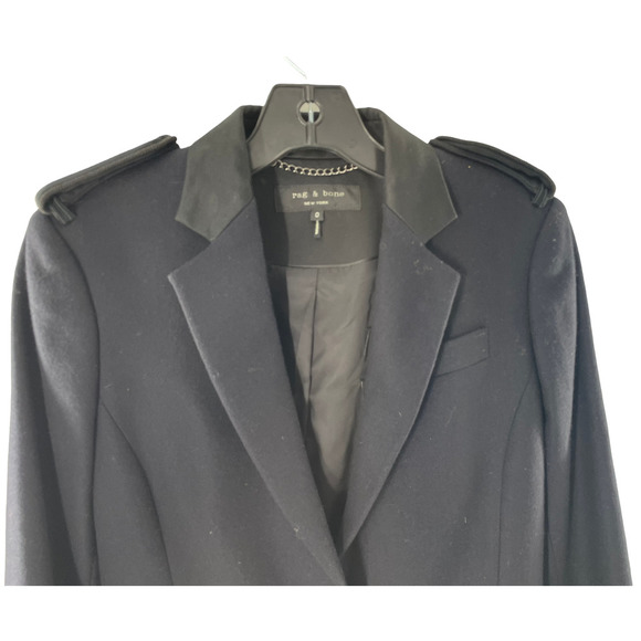 RAG & BONE NAVY WOOL BLEND BLAZER WITH SHOULDER DETAIL - Picture 2 of 11
